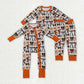 Baby Girl Long Sleeves Bows Stars Sibling Halloween Pajamas Zipper Romper Set RTS