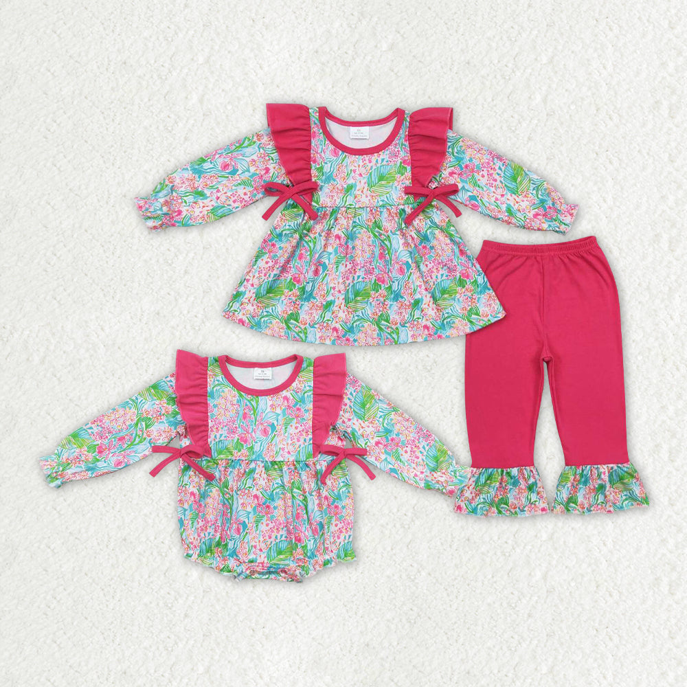 Baby Girl Seaweed Bows Sibling Sister Romper Set