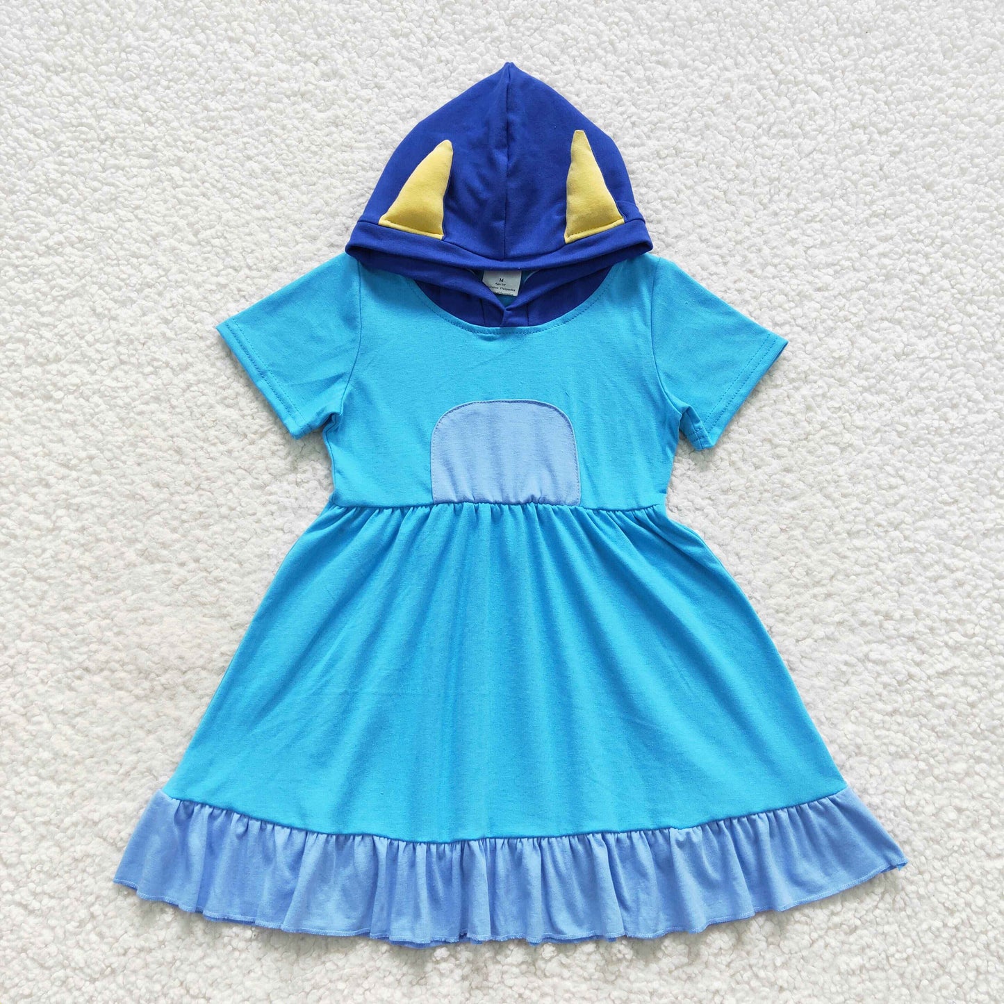 GSD0386 Baby Girl Short Sleeves Hoodie Dog Dress