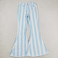 Adult Women Blue Stripes Denim Jeans Bell Pants