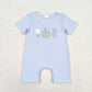 Baby Boy Short Sleeves Embroidery Golf Summer Blue Cotton One Piece Romper