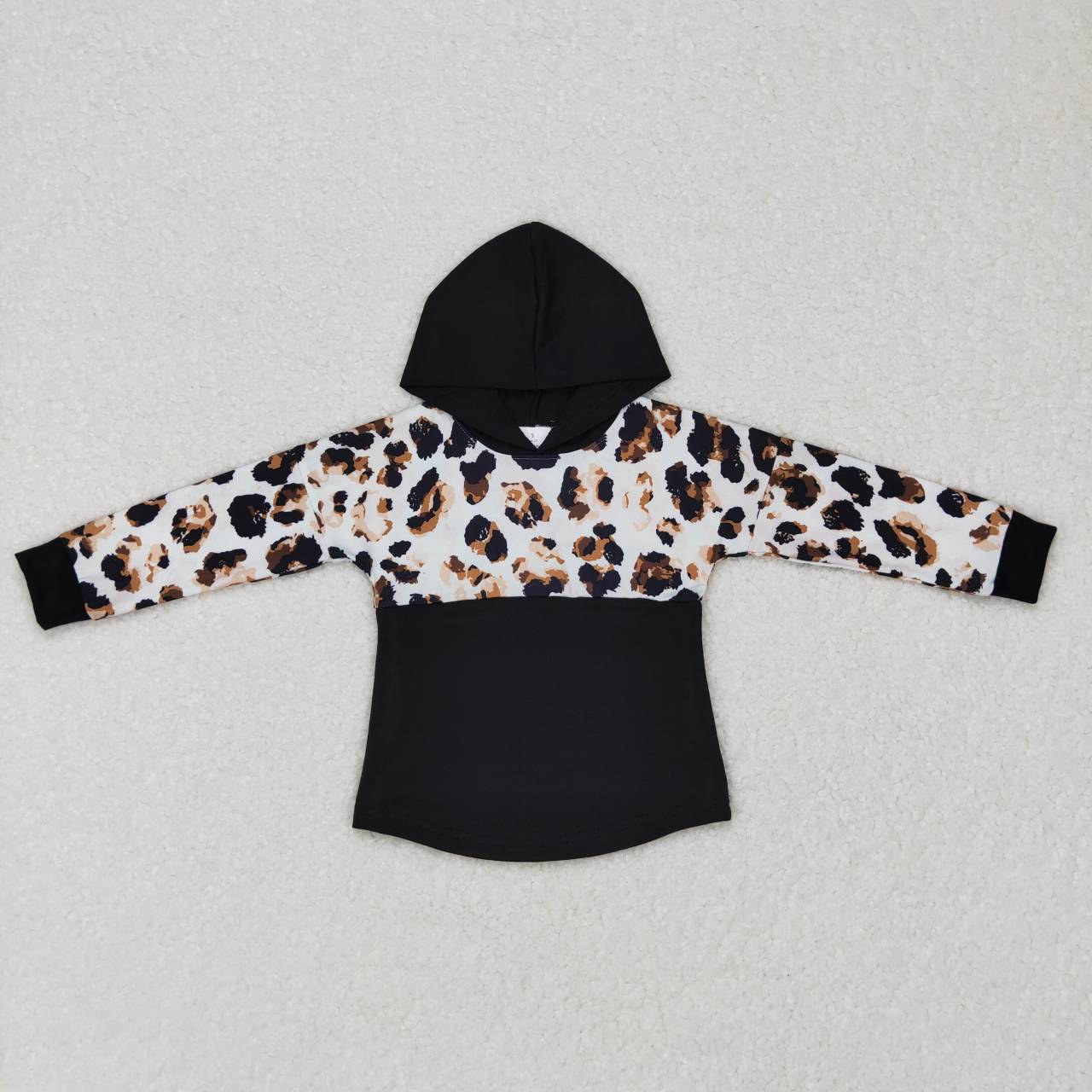 BT0368 Baby Kids Long Sleeves Leopard Hoodie Shirt