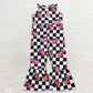 SR0445 Baby Girl Football Checkered Jumpsuit