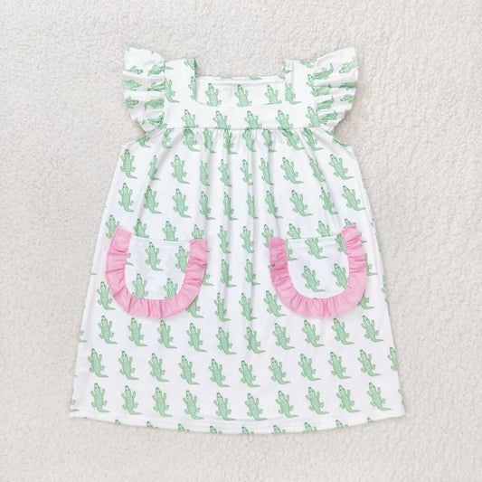 Baby Girl Crocodile Summer Pocket Green Dress