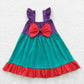 GSD0345 Baby Girl Short Sleeves Princess Bow Summer Green Dress