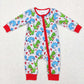 LR0831 Baby Boy Long Sleeves Dinosaurs Hearts Valentine's Day Zipper One Piece Romper