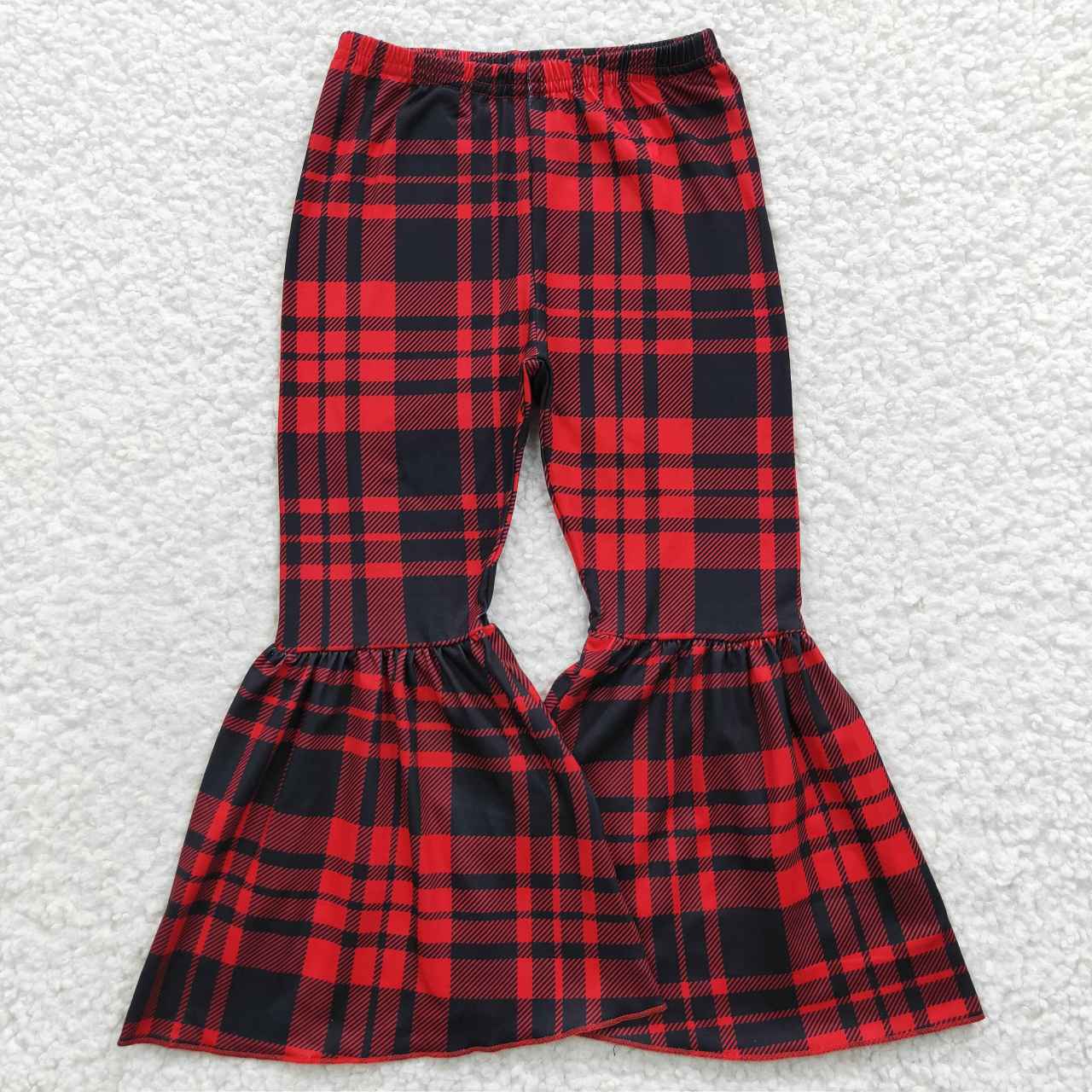 P0150 Christmas Baby Girl Red Black Plaid Bell Pants