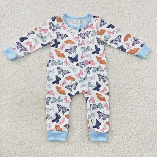 LR0521 Baby Kids Long Sleeves Butterfly One Piece Zipper Romper
