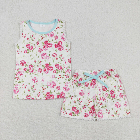 Baby Girl Sleeveless Floral Tops Shorts Summer Set Pajamas