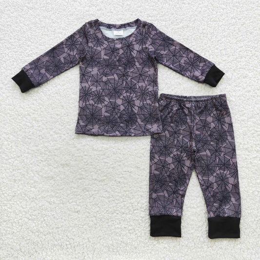 BLP0260 Baby Boy Long Sleeves Pants Halloween Spider Web Outfit Pajamas