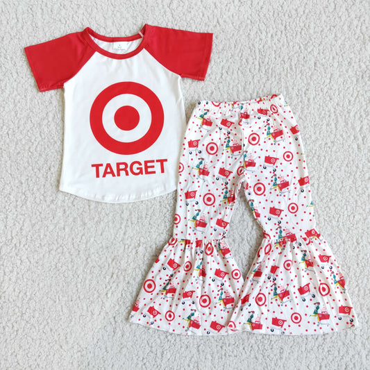 Promotion Baby Girl Short Sleeves Shirt Circle Bell Pants Outfit