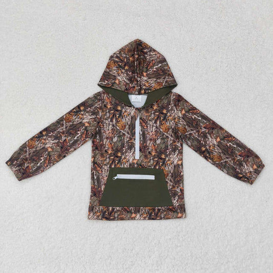 Baby Boy Long Sleeves Camo Pocket Hoodie Zipper Tee Shirts