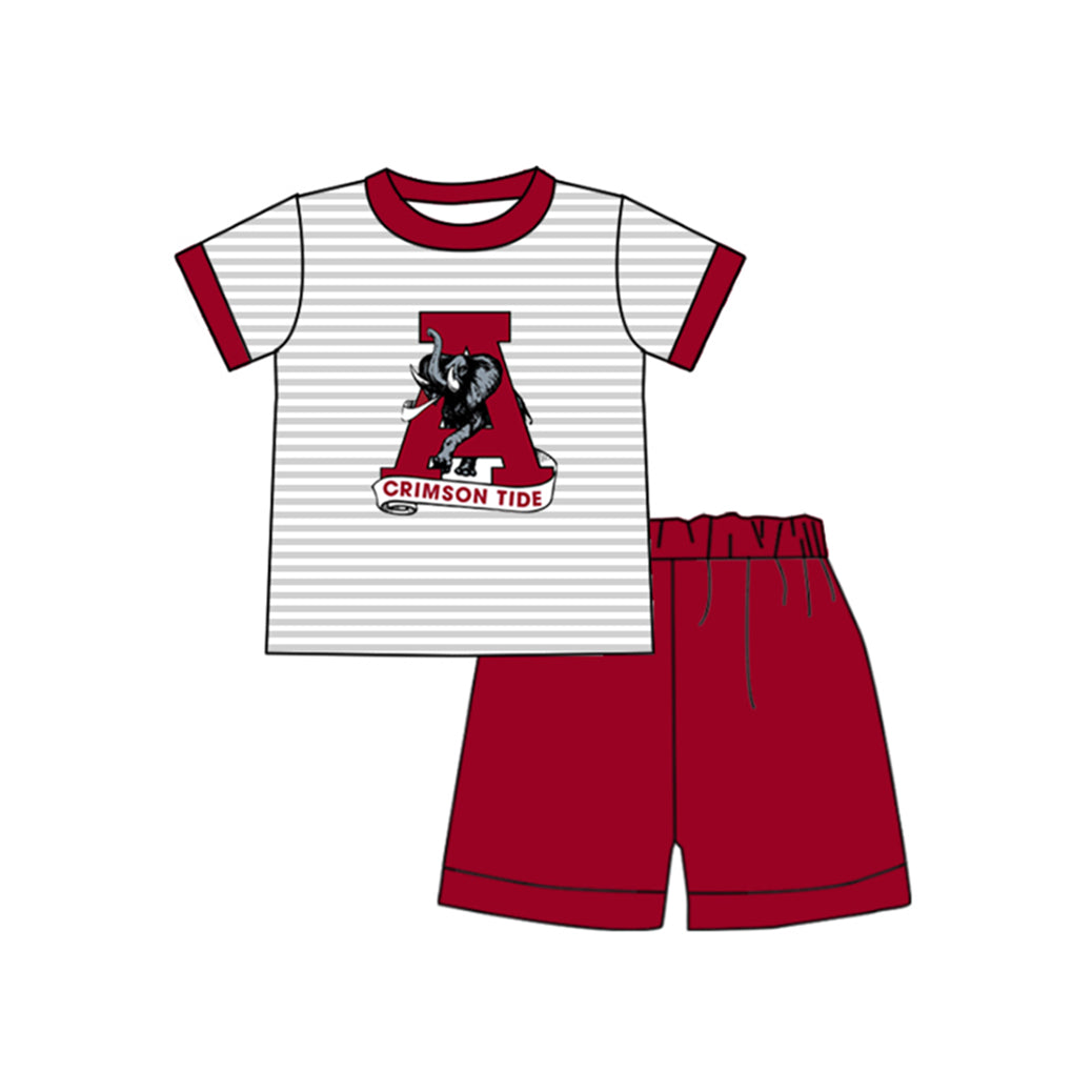 Baby Boy Team Elephant Shirt Red Shorts Set