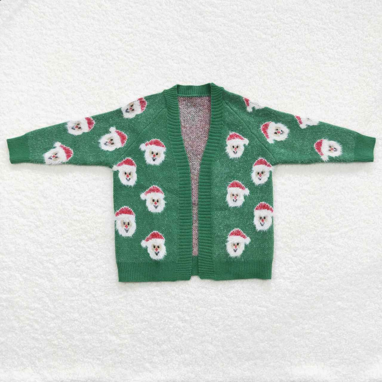 GT0357 Baby Girl Kids Christmas Santa Sweater Green Long Coat