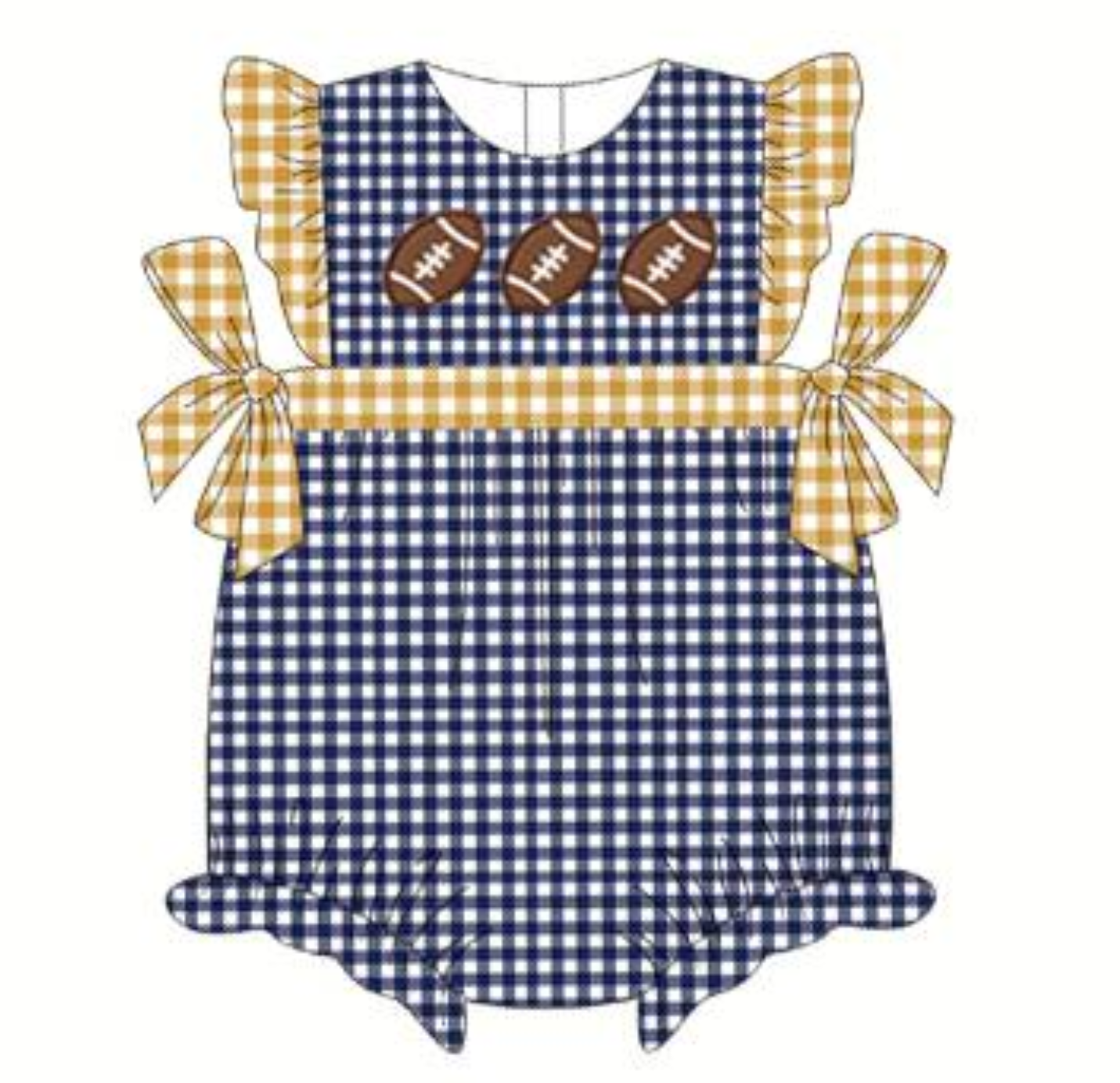 Moq 5 Baby Girl Short Sleeves Football Plaid Bows One piece Romper