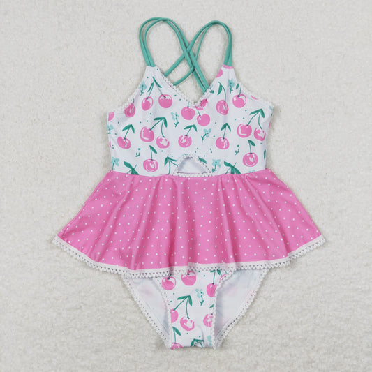 Baby Girl Sleeveless Cherry One Piece Swimsuit