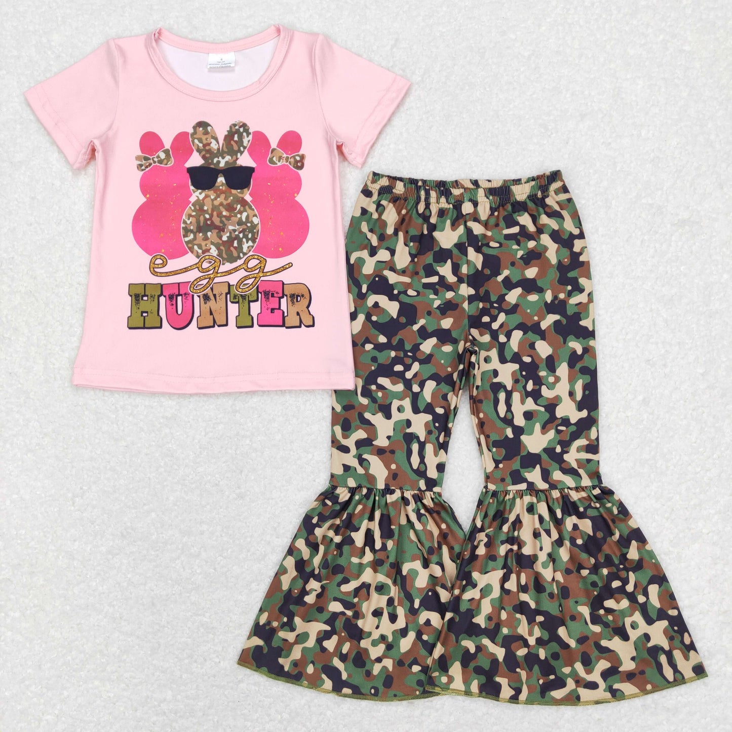 BSPO0220 Baby Boy Rabbit Shirts Camo Bell Pants Set