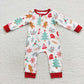 LR0522 Baby Kids Long Sleeves Gingerbread Christmas One Piece Zipper Romper