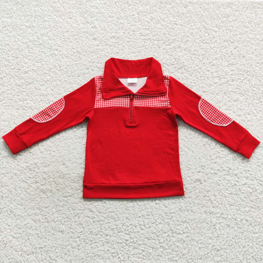 BT0291 Baby Kids Long Sleeves Pullover Zipper Red Shirt