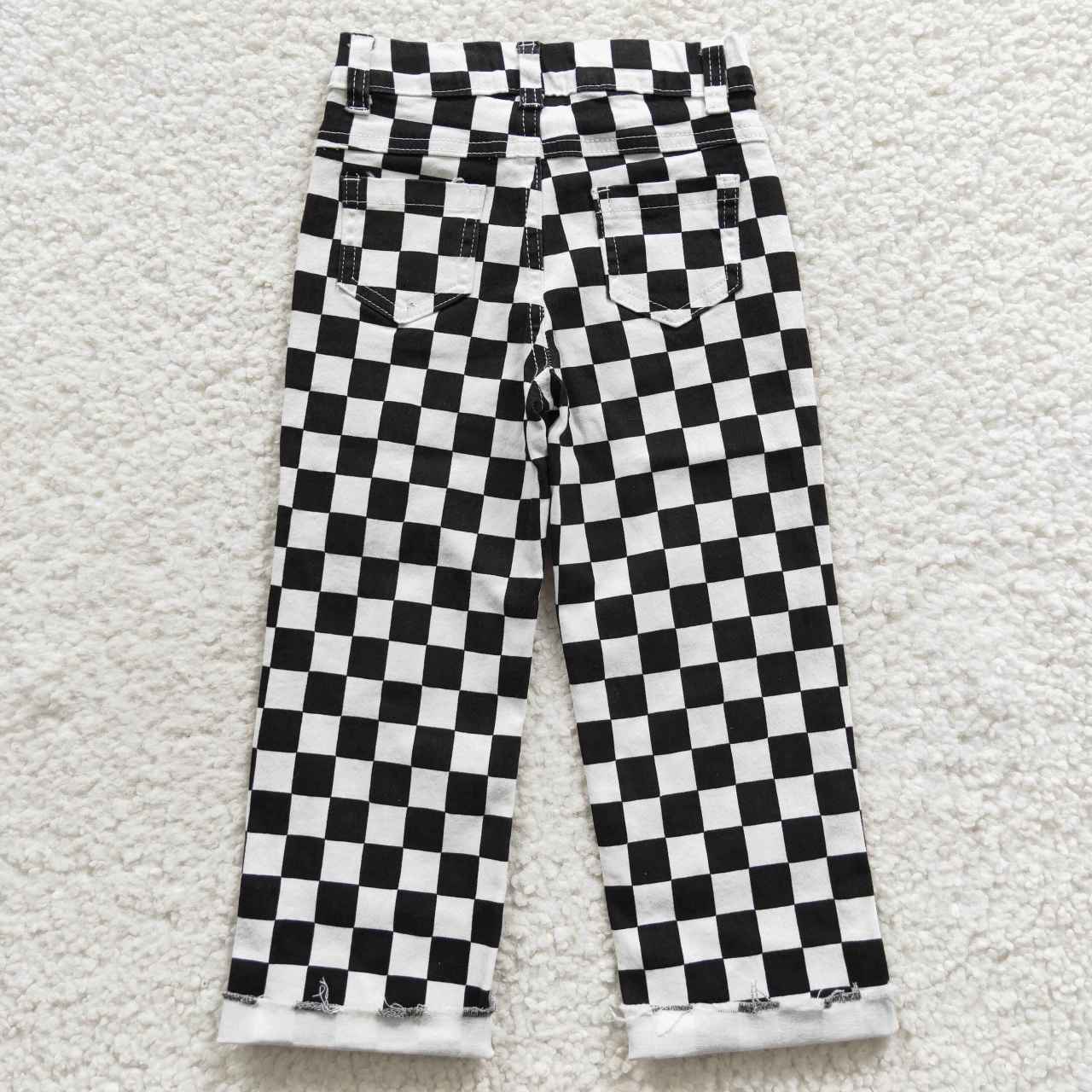 Baby Kids Black Checkered Denim Jeans