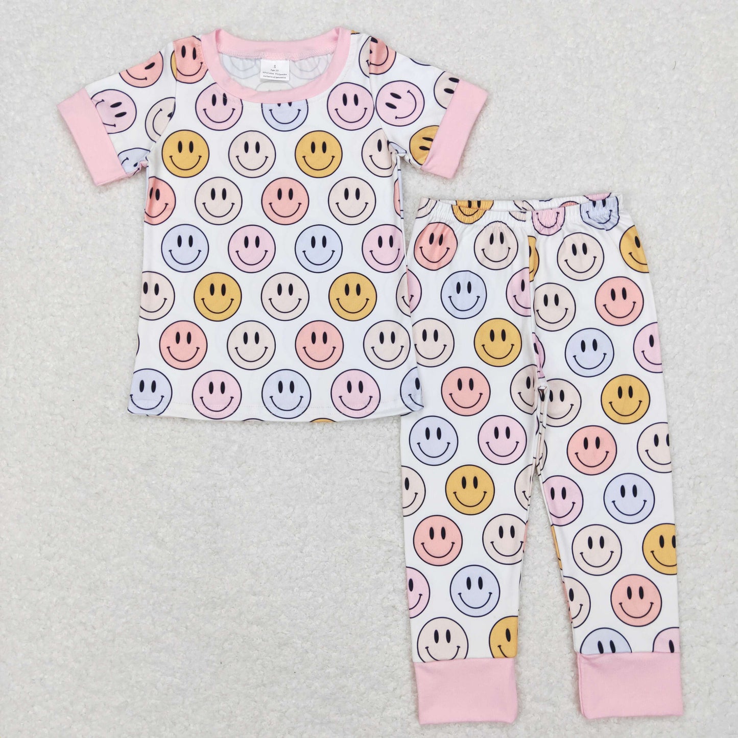 GSPO1078 Baby Boy Short Sleeves Shirt Face Pants Outfit Pajamas