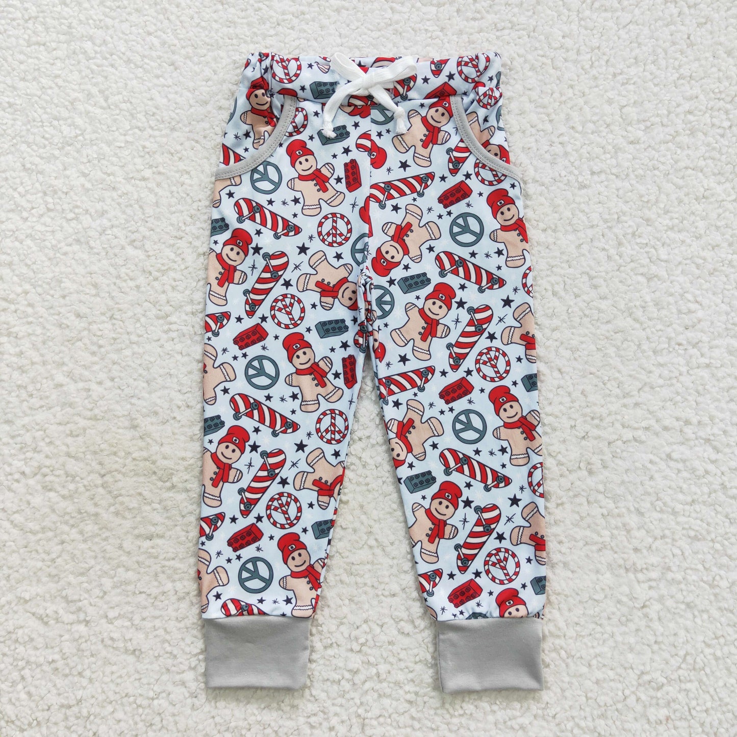 P0289 Baby Boy Christmas Gingerbread Pocket Pants