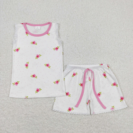 Baby Girl Sleeveless Tops Shorts Floral Summer Pajamas Set