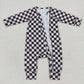 LR0655 Baby Boy Long Sleeves Checkered Zipper One Piece Romper