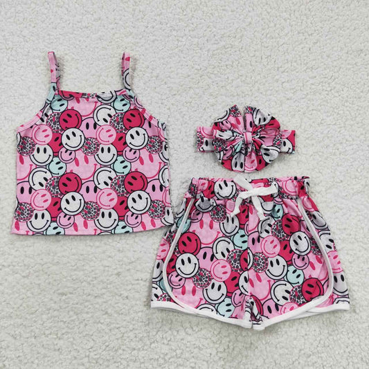 GSSO0340 Baby Girl Sleeveless Pink Shorts Summer Outfit