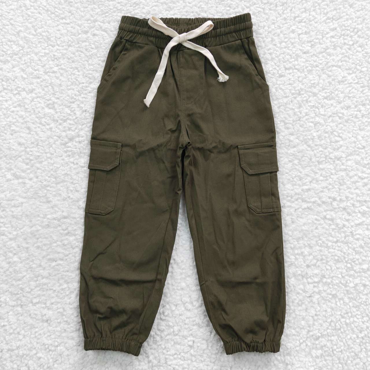 P0135 Baby Kids Pocket Olive Green Cargo Pants