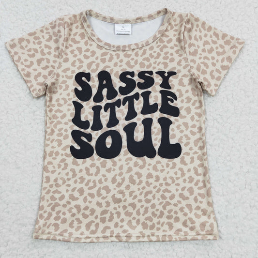 GT0184 Baby Kids Summer Short Sleeves Sassy Leoprad Tops Shirt