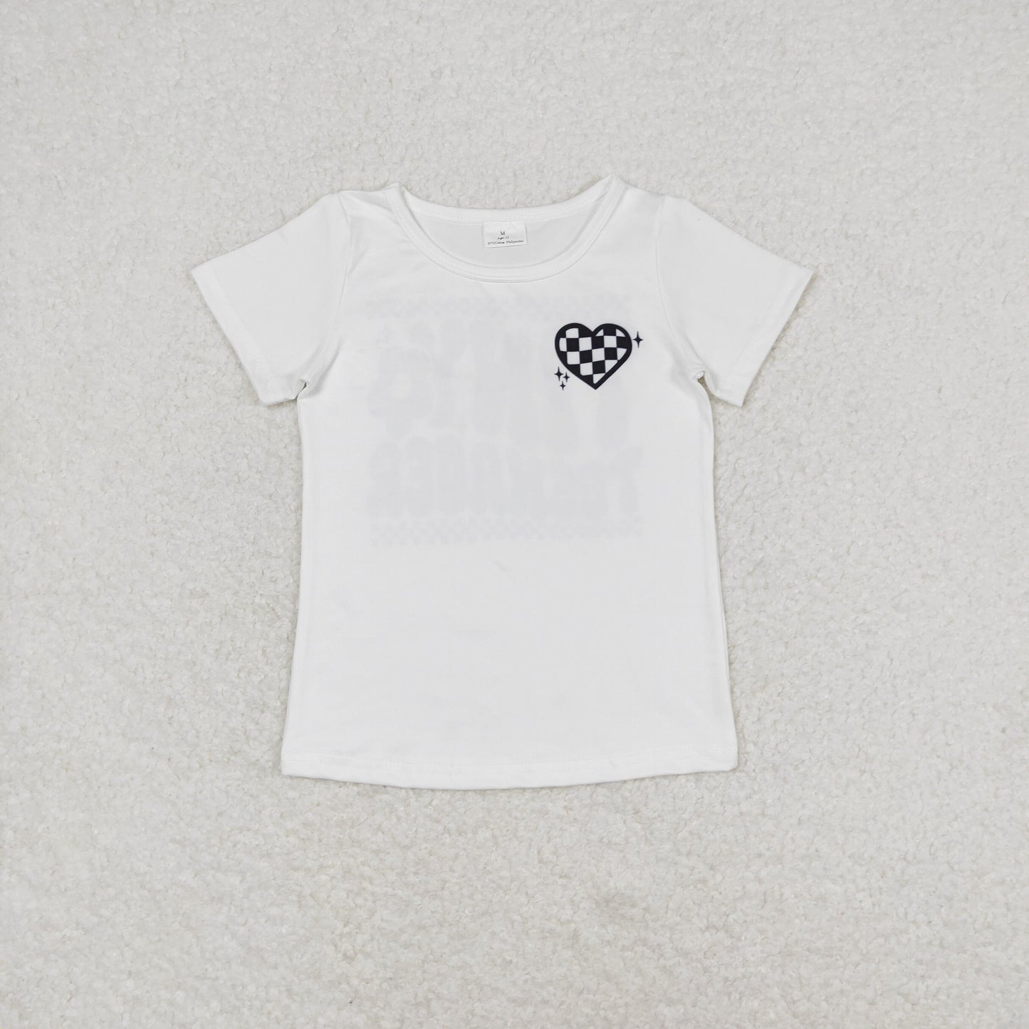 Baby Kids Short Sleeves Tiny Teenager Checkered Heart Shirt Tops