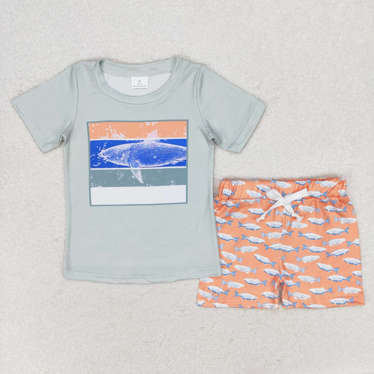 Baby Boy Short Sleeves Shirt Fish Shorts Summer Set