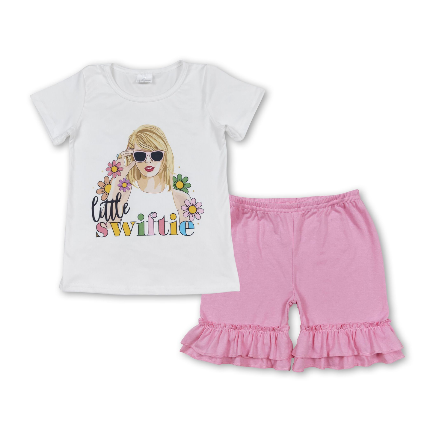 GSSO1394 Baby Girl Singer Flower Shirt Pink Shorts Summer Set