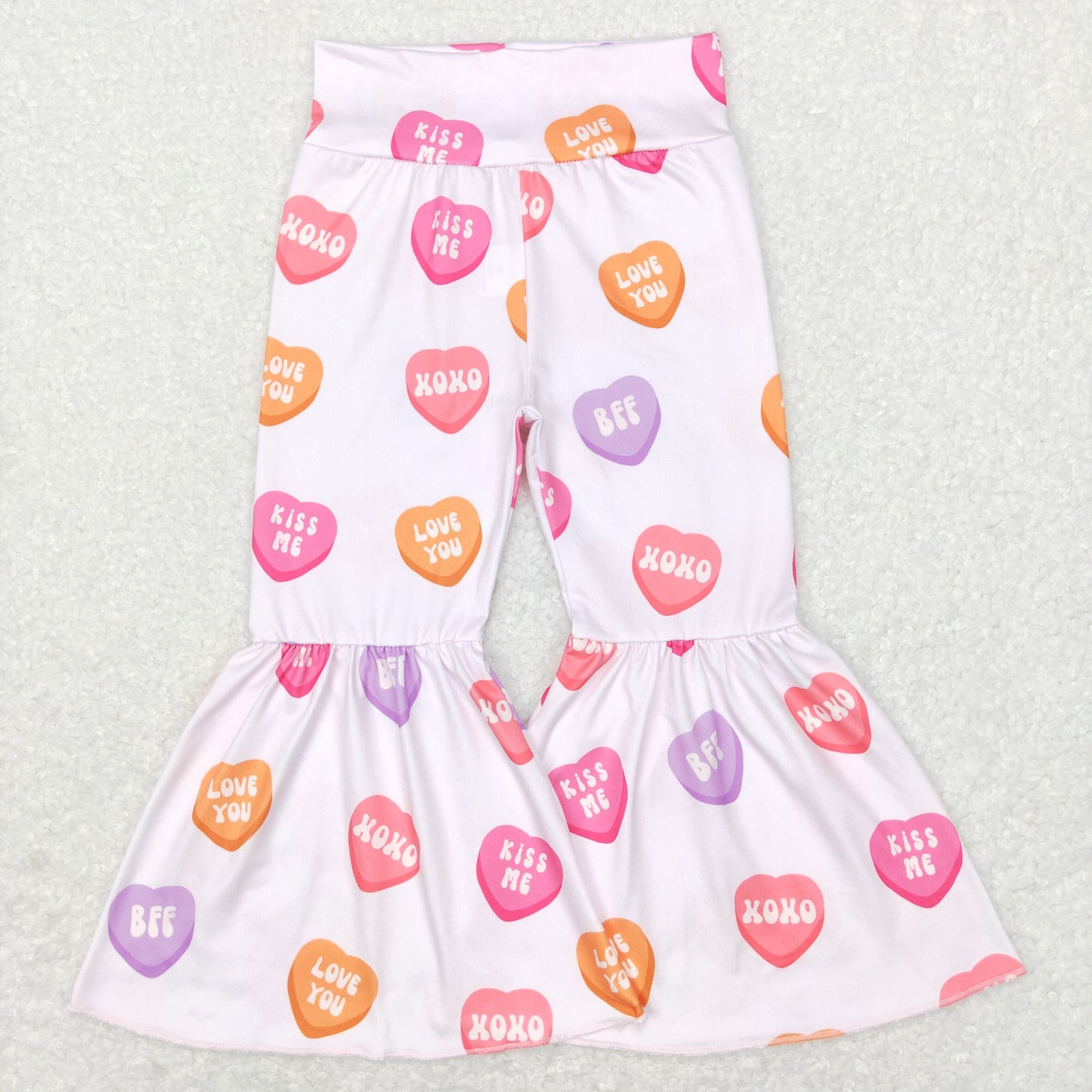 P0367 Baby Girl Valentine's Day Hearts Pink Bell Pants