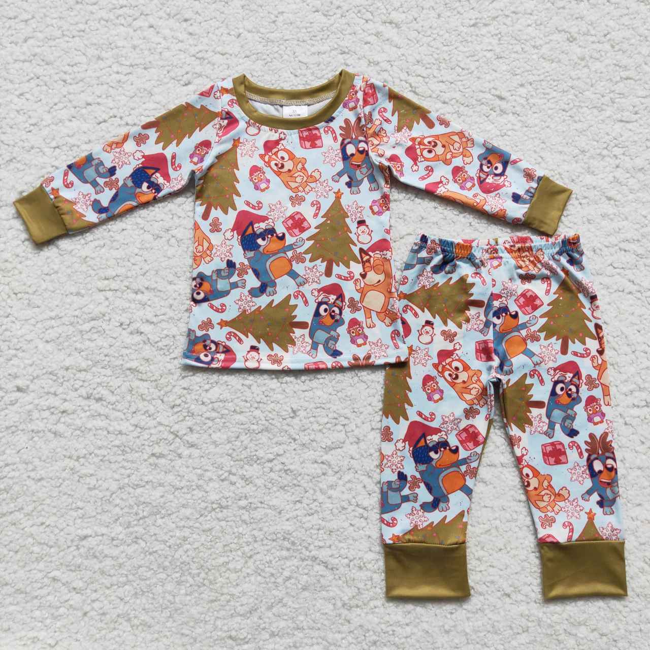 GLP0622 Baby Girl Long Sleeves Dogs Pants Christmas Pajamas Outfit