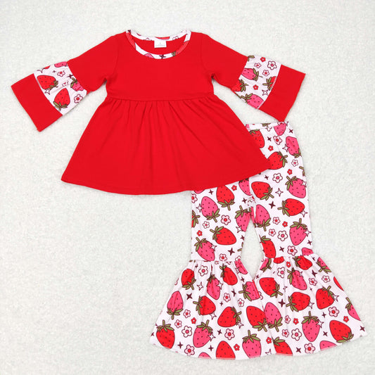 GLP0889 Baby Girl Strawberry Floral Tunic Bell Pants Outfit