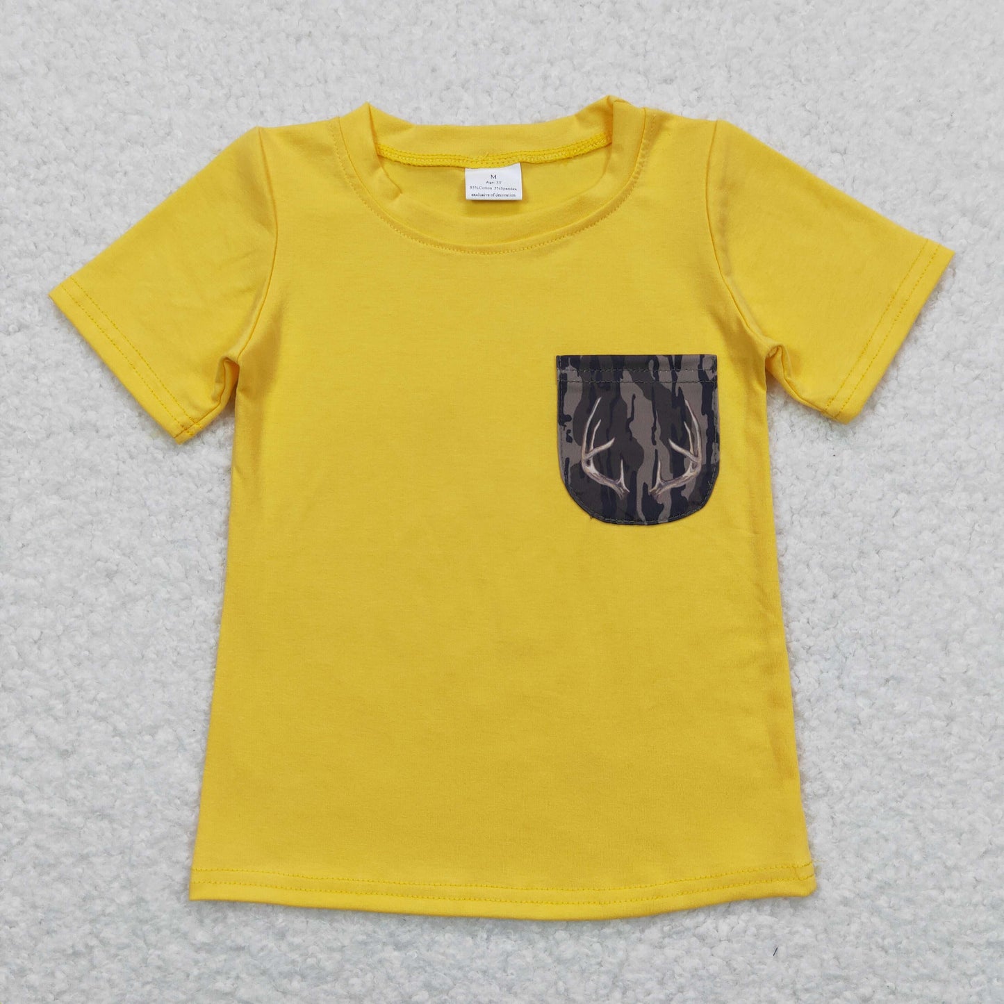 BT0604 Baby Boy Yellow Short Sleeves Camo Pocket Tops Shirt