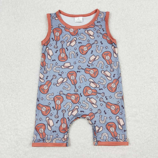 Baby Boy Sleeveless Guita Western One Piece Summer Romper