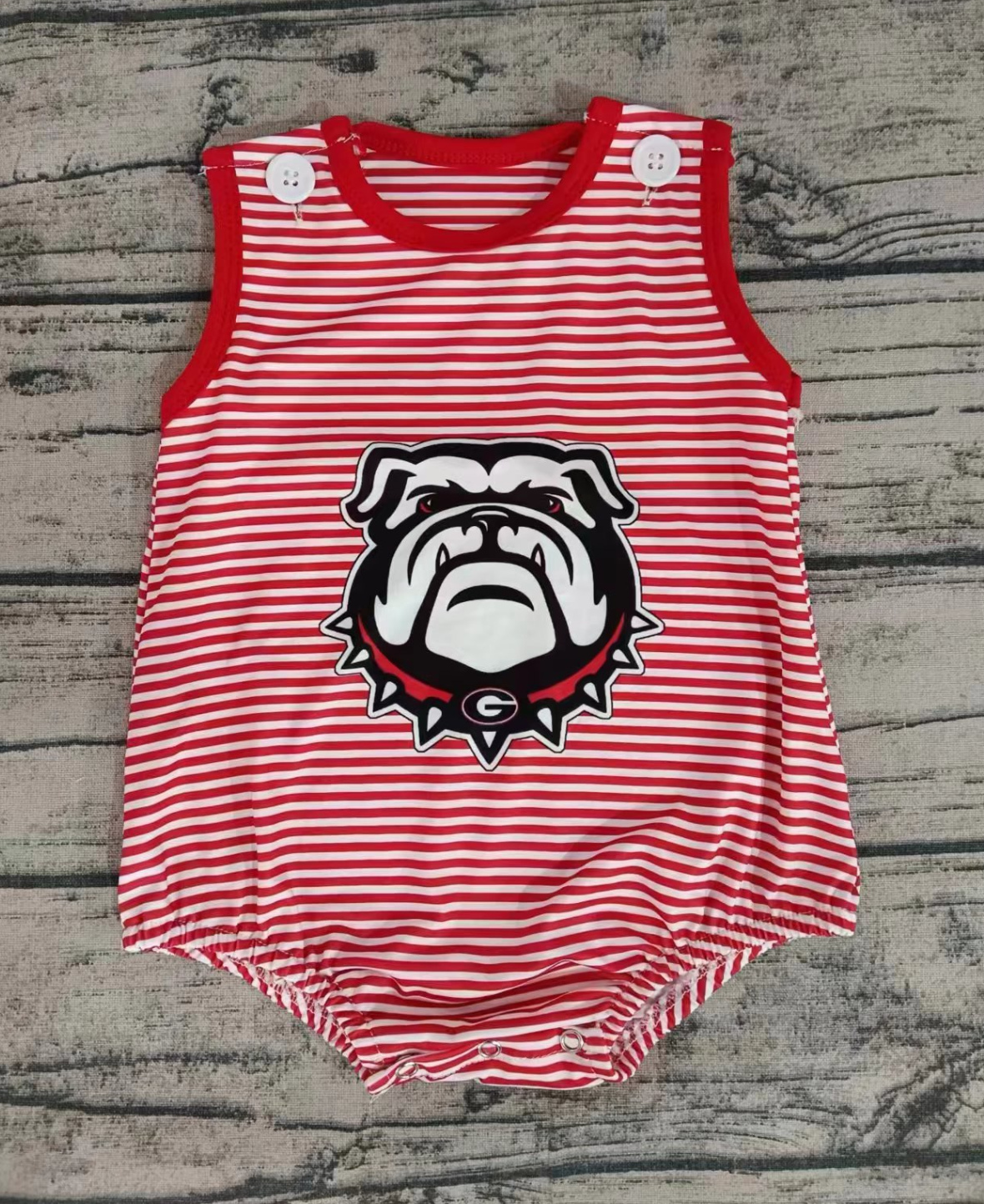 Baby Girl Dog Red Stripes Bubble One Piece Team Romper