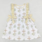 GSD0571 Baby Girl Short Sleeves Cross Eggs Floral Easter Dress