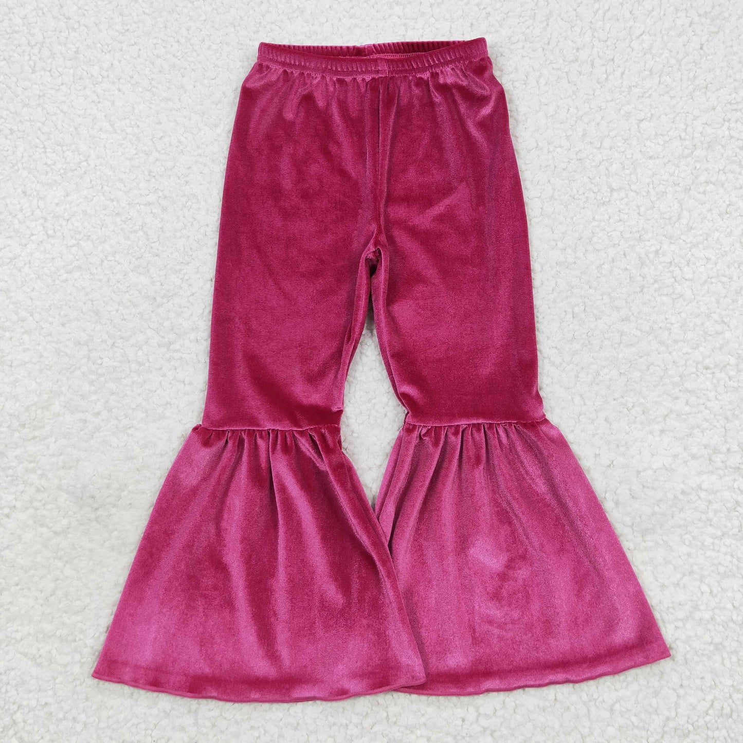 P0224 Baby Girl Hot Pink Velvet Bell Pants