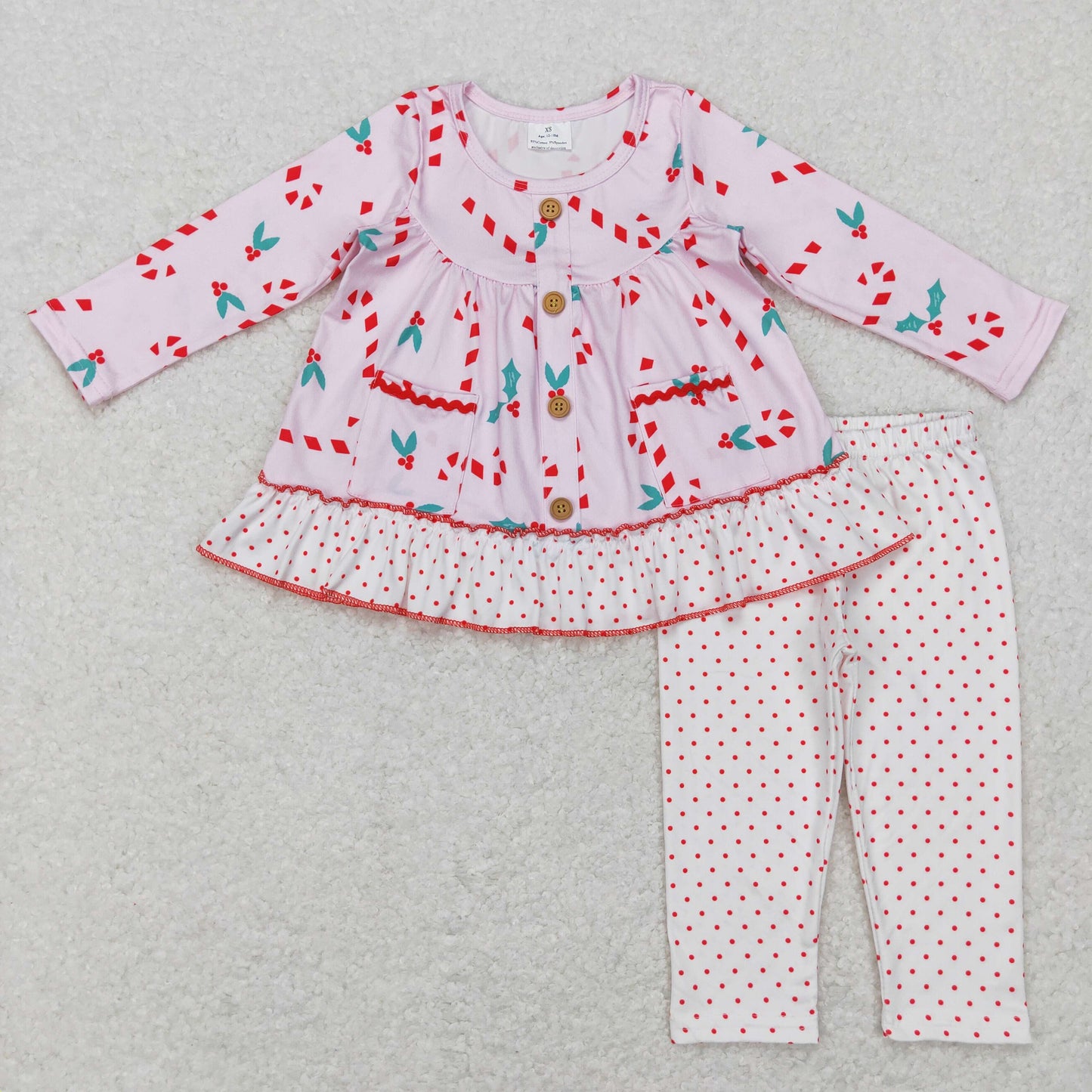 GLP0975 Baby Girl Long Sleeves Christmas Candy Pants Outfit