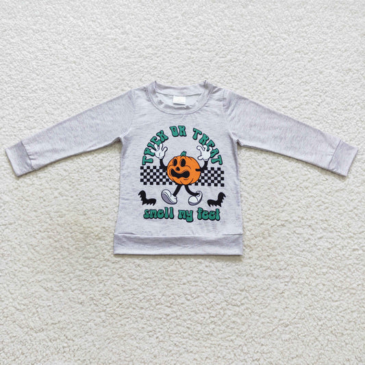 BT0320 Baby Boy Halloween Long Sleeves Pumpkin Shirt