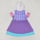 Baby Girl Short Sleeves Hoodie Princess Purple Dress