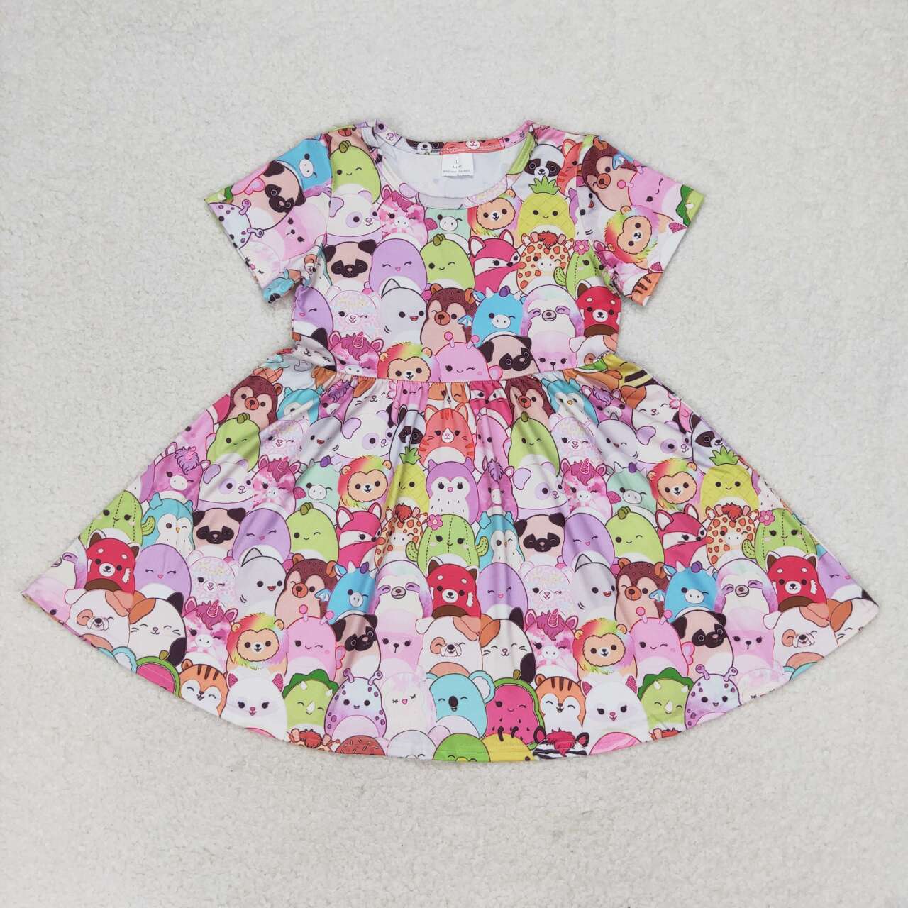 Baby Girl Short Sleeves Summer Cartoon Animals Dress