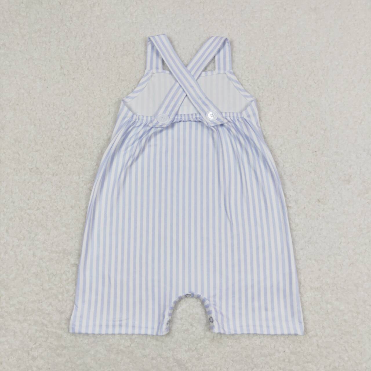 Baby Boy Sleeveless Blue Stripes Pocket One Piece Romper