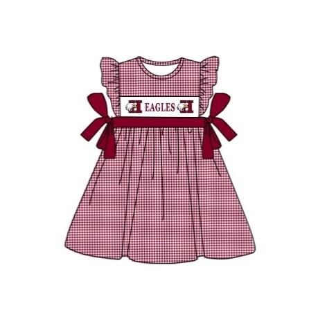 baby girl red checkered flutter sleeves team dress