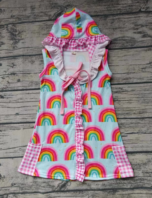 Baby Girl Sleeveless Rainbow Cardigan Hoodie Tops