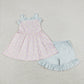 Baby Girl Sleeveless Floral Pink Tunic Plaid Shorts Set